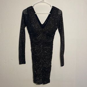 Small Goodtime USA Black mesh dress/ gold and silver glitter